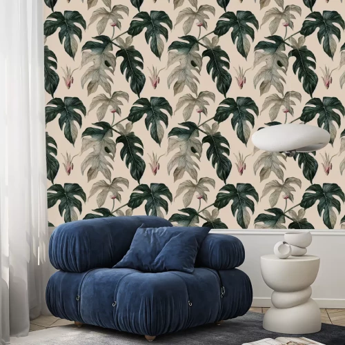 Tapete Zartes Muster mit Blättern