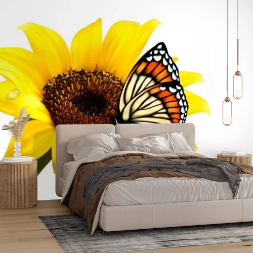 Sticker Schmetterling auf einer Sonnenblume