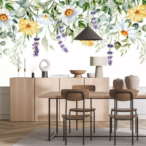 Fototapete Aquarell-Wildblumenrahmen