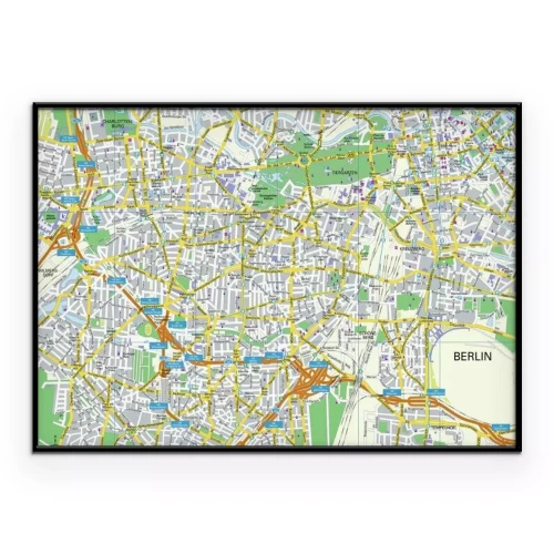 Poster Karte von Berlin mit Parks und Straßen
