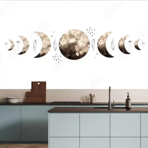 Sticker Die Mondphasen mit Aquarellfarbe gemalt