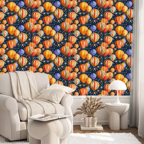 Tapete Bunte Luftballons am Himmel mit Sternen