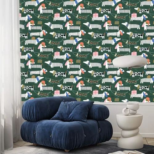 Tapete Kleine Hunde mit Geschenken