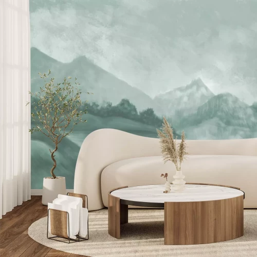 Fototapete Grüne Hügel in einer malerischen Landschaft