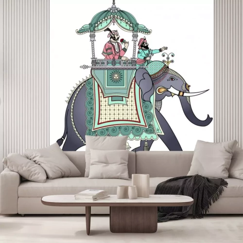 Sticker Wilde Tiere Elefant trägt Menschen auf seinem Rücken