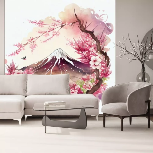 Sticker Kirschblüten und Blick auf Fuji