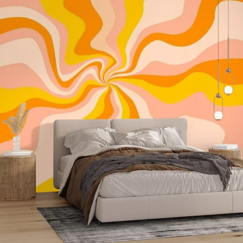 Sticker Wavy retro groovy 70s 90s background texture.