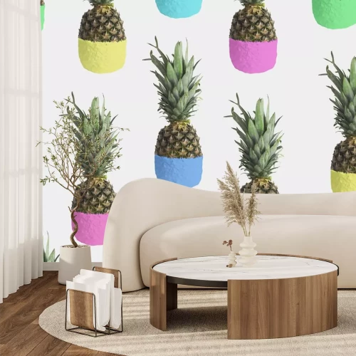 Sticker Bunte Ananas der Pop-Art