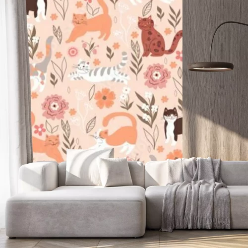 Fototapete Katzen auf einer Fr?hlingswiese