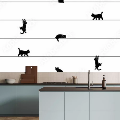 Fototapete Schwarze Katzen auf einer Linie