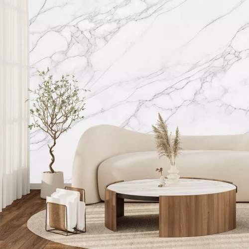 Fototapete White marble texture, gray marble natural pattern, wallpaper high quality can be used as background for display or montage your top view products or wall