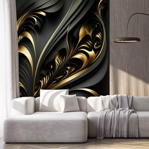 Sticker Schwarz-goldene 3D-Abstraktion