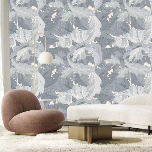 Fototapete Blätter in Grau