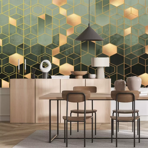 Fototapete Geometric abstracti with gold elements.