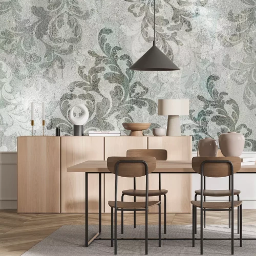 Fototapete Vintage-Ornamente in Grau- und Grüntönen