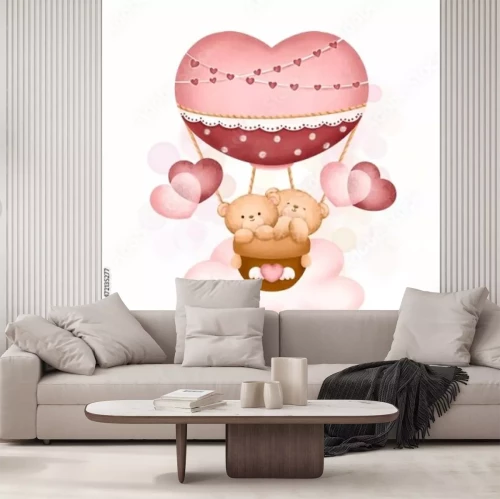 Sticker Ballonflug zwei Bären
