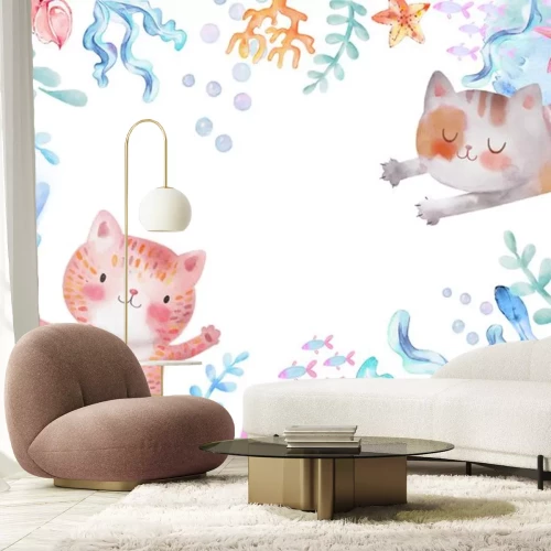 Sticker Katzen-Meerjungfrauen