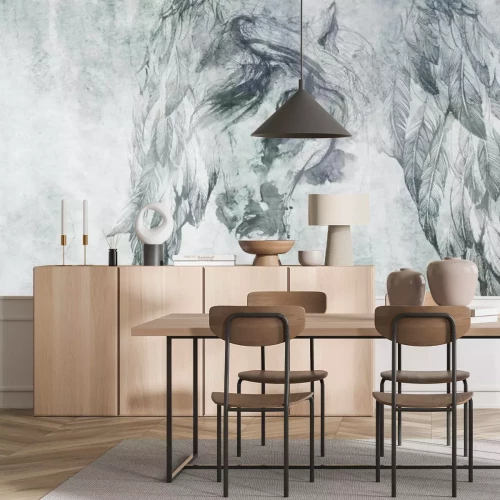 Fototapete Abstraktes Porträt eines Pferdes auf einer Betonwand