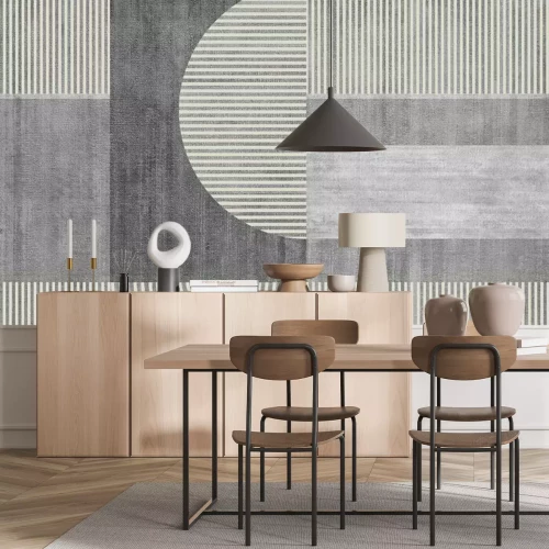 Fototapete Gray geometric art pattern. Line art for creative design of posters, cards, wallpapers, banners, websites, prints etc. Works of modern art.