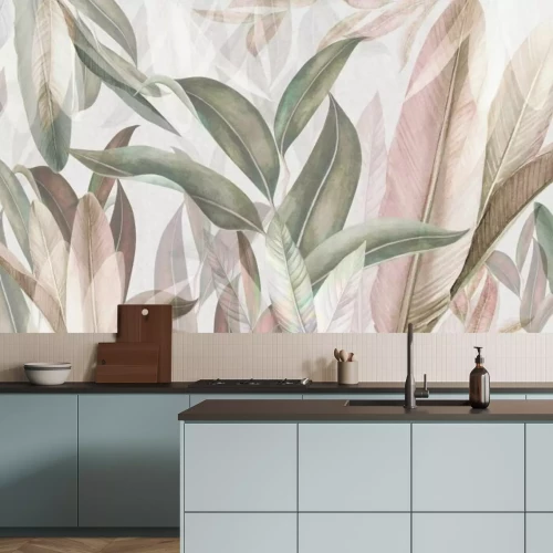 Fototapete Lange Blätter in Pastellfarben