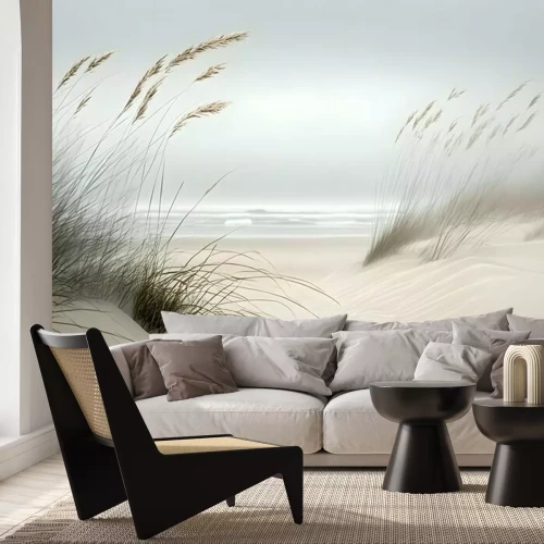Fototapete Pflanzen auf sandigen Dünen mit Blick auf das Meer
