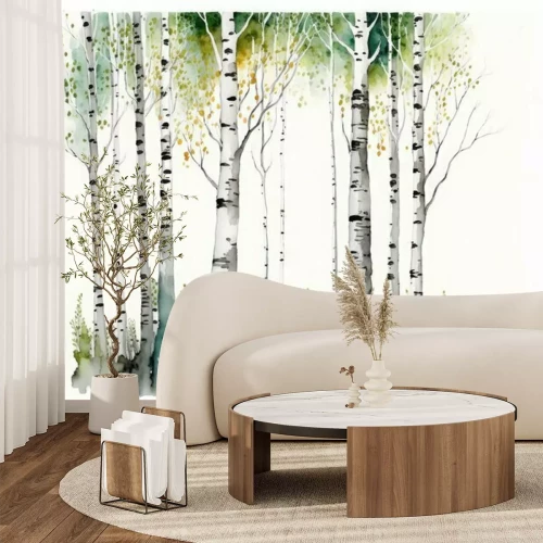 Fototapete Birkenfederansicht