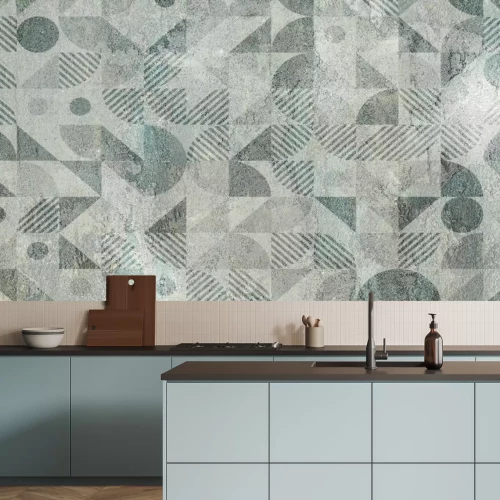 Fototapete Betonwand im Grunge-Stil mit Ornamenten