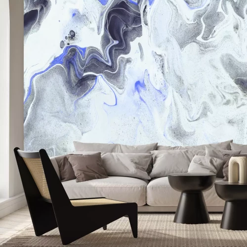 Fototapete Grauer Marmor mit blauen Akzenten