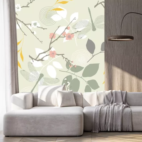 Sticker Nahtloses Muster mit Blumen und Blättern