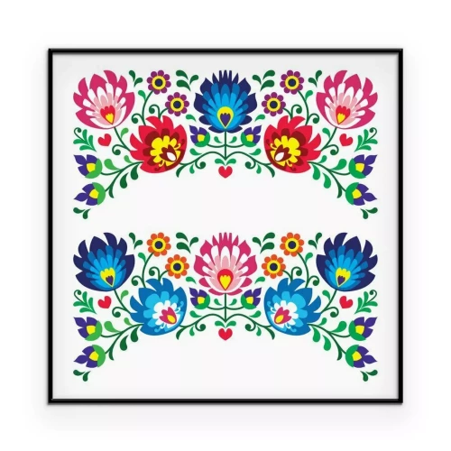 Poster Grafiken mit volkstümlichen Ornamenten