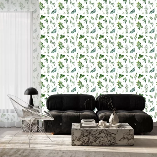 Tapete Feldgrüne Blätter