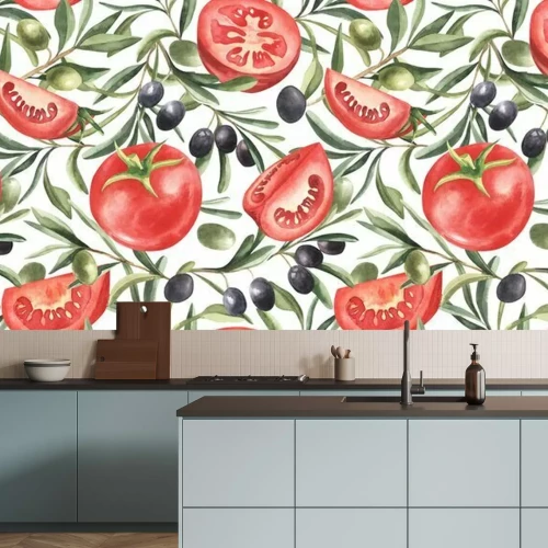Fototapete Tomaten und Olivenbaum