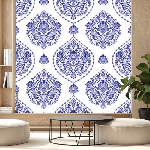 Sticker Dekorativer dunkelblauer Damast