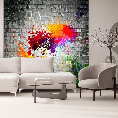 Sticker Tinte Splatter auf Steinmauer