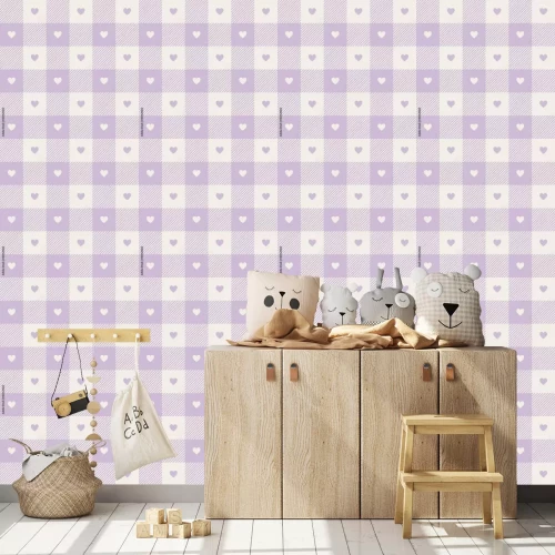 Tapete Violettes pastellfarbenes Karomuster