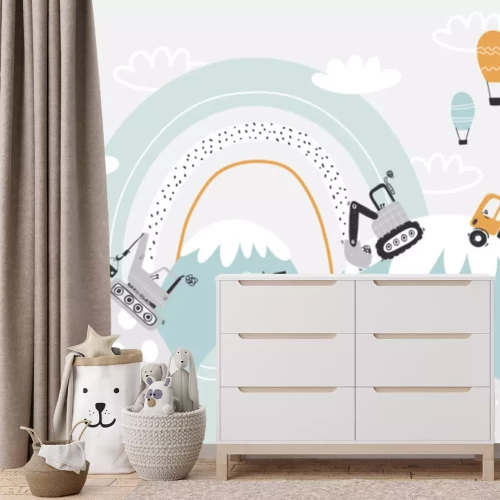 Fototapete Bagger Lastwagen und Ballons im Märchenland