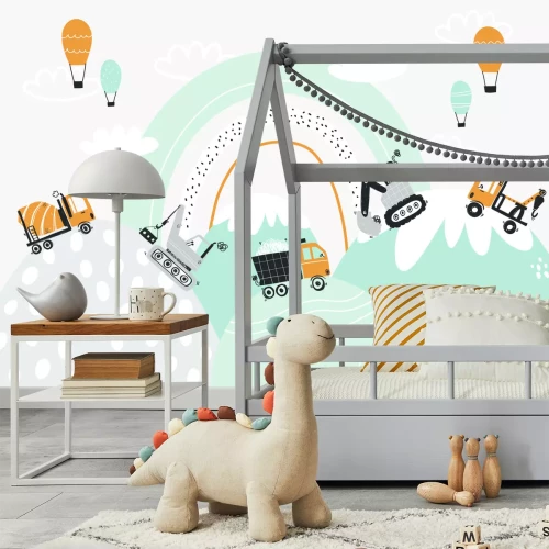 Fototapete Bagger Lastwagen und Ballons im Märchenland