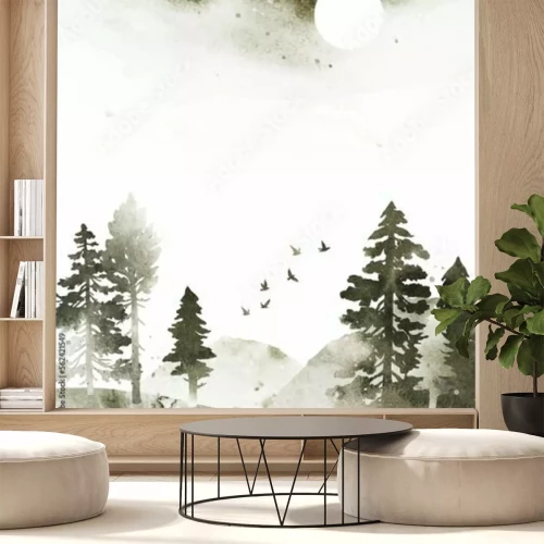 Sticker Nadelwald aus der Ferne gesehen