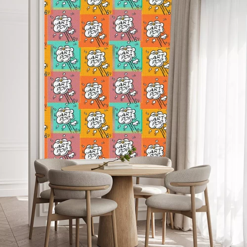 Tapete Rote Lippen auf weißem Hintergrund im Stil der Pop-Art