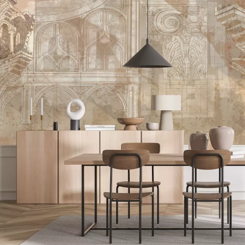 Fototapete Künstlerisches Muster mit Architektur und Säulen