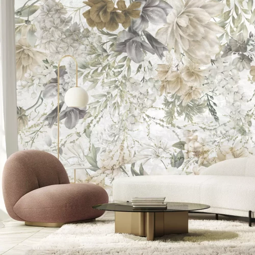 Fototapete Pfingstrosenkomposition im künstlerischen Stil