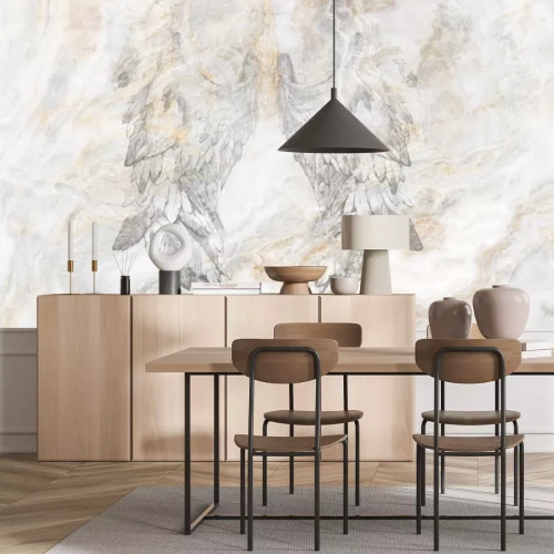 Fototapete Flügel auf marmoriertem Hintergrund