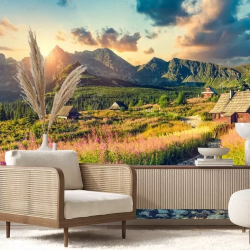 Fototapete Sonnenaufgang über der Tatra-Berglandschaft