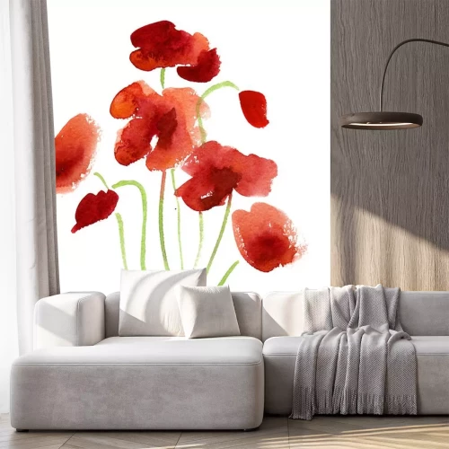 Sticker Rote Blumen mit Farbe bemalt