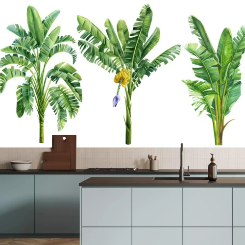 Sticker Bananenstauden im Aquarellstil auf weißem Hintergrund