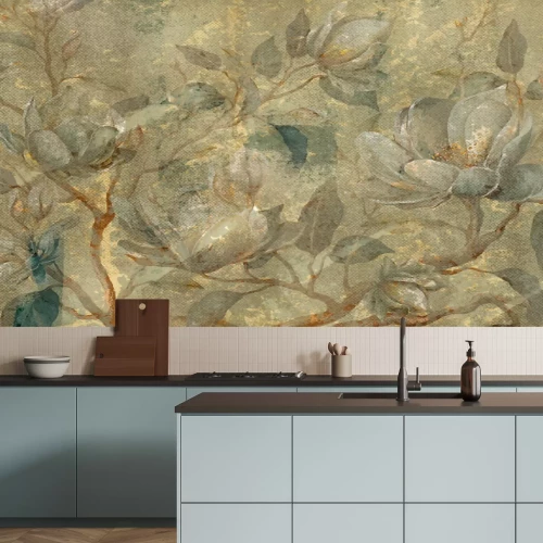 Fototapete Blumen an Zweigen im Vintage-Stil