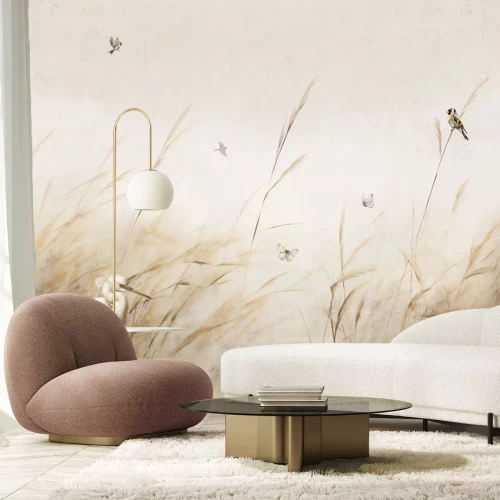 Fototapete Pattern bird egrets and butterflies sparrow perches .