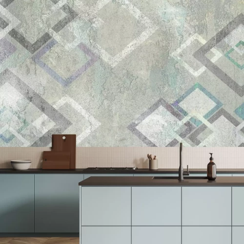 Fototapete Geometrische Quadratformen an der Wand