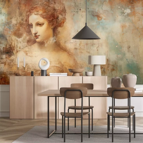 Fototapete Retro-Porträt einer Frau mit Elementen der Renaissancekunst