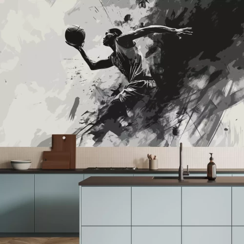 Fototapete basketball player black and white abstract art